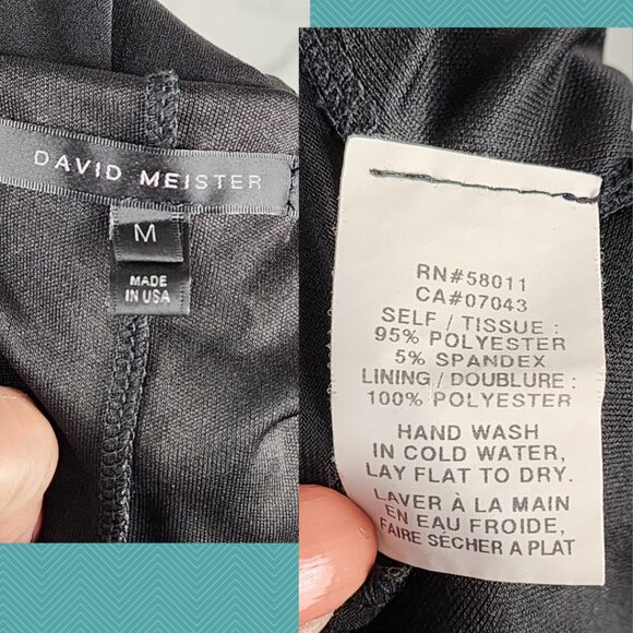 David Meister Black Stretch Knit Cowl Neck Ruched Sheath Dress - Picture 6 of 6